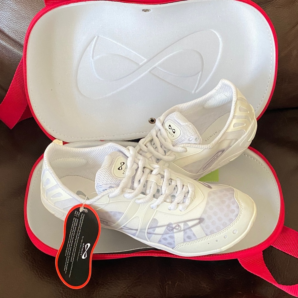 NFINITY Vengeance White Cheer Shoes with Case